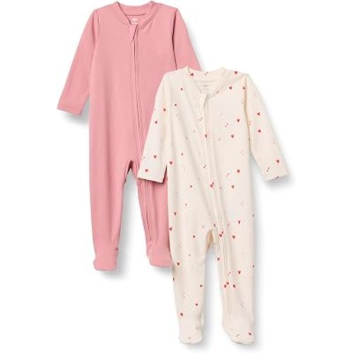 Amazon Essentials x Sofia Grainge Unisex Babies' Cotton Footed Sleep and Play One-piece Bodysuit, Pack of 2