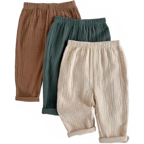 Toddler Baby Boys 3 Pack Elastic Waist Casual Pants Sets|6M-3Y