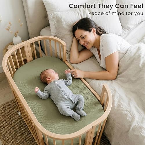 Konssy Muslin Bassinet Sheets for Baby Boys and Girls, 2 Pack, 33"x21"