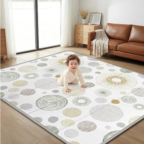 Baby Play Mat 79x 71 Inch - XL Baby Play Mats for Floor, 0.8 Inch Thick Padding Playpen Mat, Foldable Play Mat, Reversible & Non-Slip PlayMat, Waterproof Crawling Mat for Infants, Toddlers & Babies