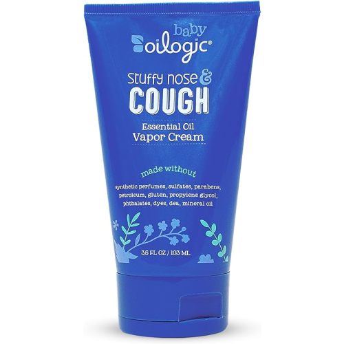 Oilogic Stuffy Nose & Cough Vapor Cream Essential Oil for Babies & Toddlers - Gentle Baby Essentials Soothe Cough and Stuffy Noses - Pediatrician-Tested & Safe for Babies, 3.5 Fl Oz