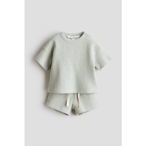 Light green 2-Piece Waffled Cotton Set for kids | H&M US