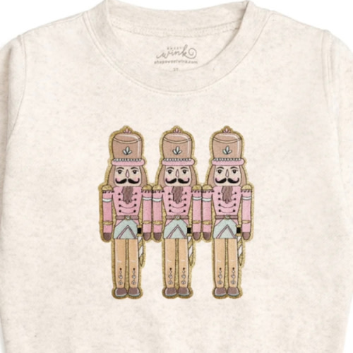 Pastel Nutcracker Patch Christmas Sweatshirt - Natural