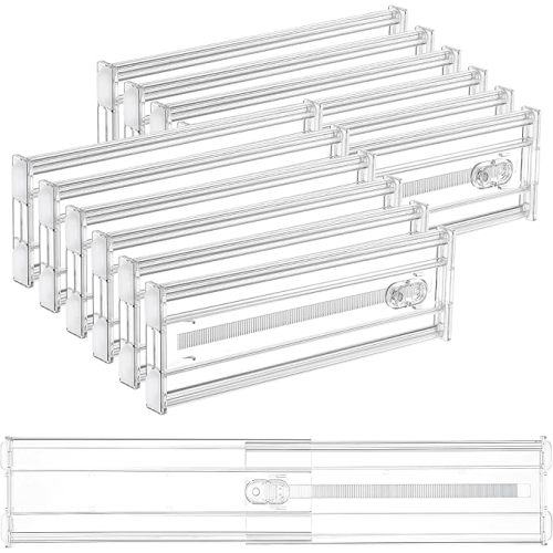 Vtopmart 12 Pack 4" Regular Upgrade Drawer Dividers for Clothes, 12.8"-22.3" Expandable Dresser Drawer Organizer, Clear Plastic Separators for Dresser, Baby Clothing, Underwear, Cosmetic, Toiletries