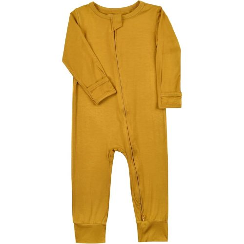 Aablexema Baby Footless Pajamas Zipper with Mitten, Rayon from Bamboo, Infant Long Sleeve Romper Pjs