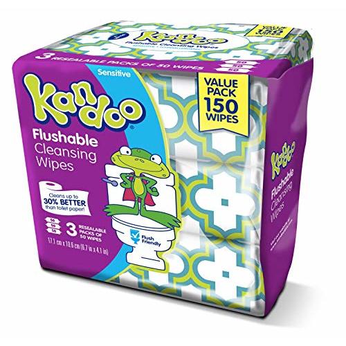 Kandoo Sensitive Flushable Wipes, 50 sheets, 3 count