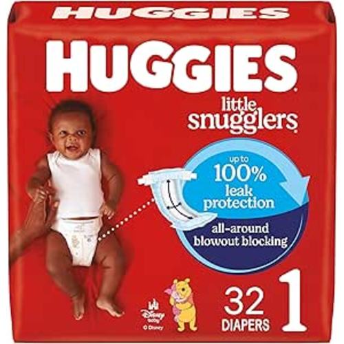 Huggies Size 1 Diapers, Little Snugglers Baby Diapers, Size 1 (8-14 lbs), 32 Count, Packaging May Vary