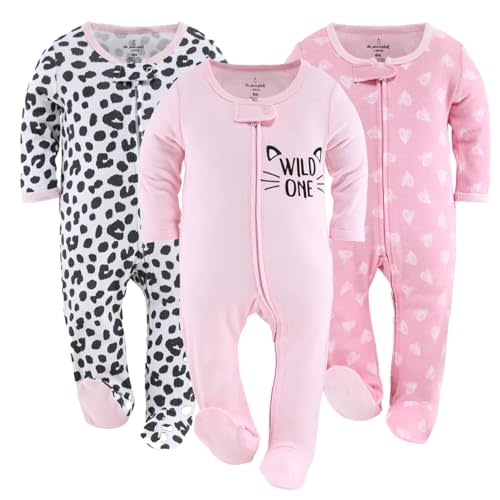 The Peanutshell Baby Girl Sleepers Set - Newborns & Infants 0-9 Months - Newborn Baby Baby Girl Sleepers - Cheetah Hearts