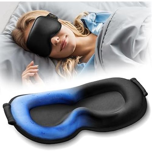 3D Weighted Cooling Gel Eye Mask – 6oz Weighted Eye Mask for Sleeping, 100% Blackout Gentle Pressure Sleep Mask, Ice Cold Gel, Migraine & Headache Relief, Eye Care, Travel & College Dorm Essentials