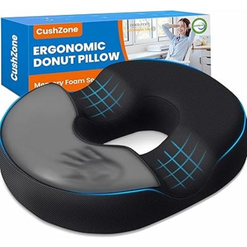 Donut Pillow for Postpartum Pregnancy - Large Ergonomic Chair Seat Cushions, Office Chair Cushion, Breathable Hemorrhoid Pillow, Lifting Chair Pads for Sitting, After Surgery(Black, XL)