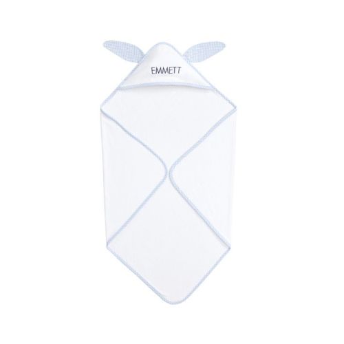 Gingham Critter Baby Hooded Towel & Washcloths | Light Blue
