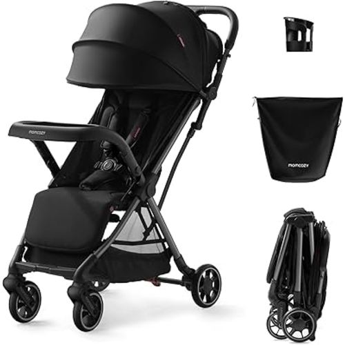 Momcozy ClickGo Lightweight Stroller, Compact Travel Stroller for Airplane with One-Click Fold, Baby Stroller and Toddler Stroller with Large Canopy for Kids from 0 Months, Extendable UPF50+ Canopy