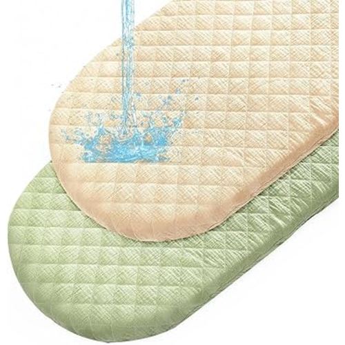Muslin Bassinet Sheets Waterproof Baby Bassinet Mattress Sheets 2 Pack Thickened Ultra Soft Fitted Crib Cover 33" x 17" for Oval Cradle, Rectangular Mattress Pad, Green & Lvory White