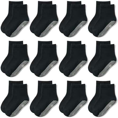 GRPSKCOS Baby Socks Non Slip 12 Pairs Toddler Anti Skid Socks for 0-7 Years Infants Little Kids Boys Girls