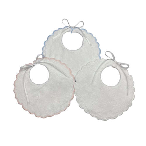 Terry Scallop Baby Bib Monogram