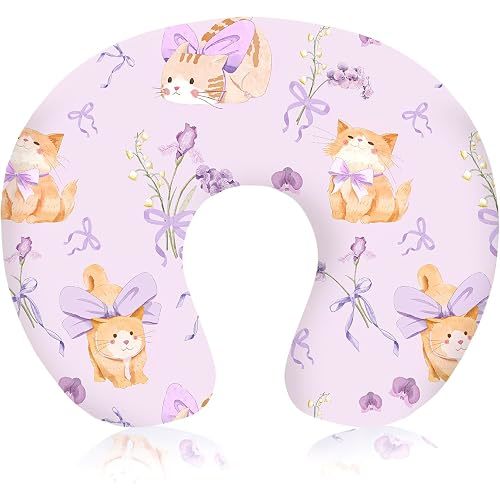 Nursing Pillow Cover, Ultra Soft Breastfeeding Pillow Covers for Newborn Baby Boys and Girls, Easy Removal and Machine Washable Slipcover, Pillowcase Only (Purple Flora & Cat)