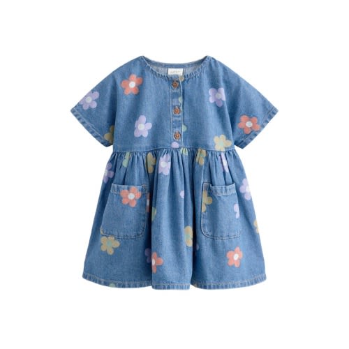 Kids' Floral Denim Shirtdress
