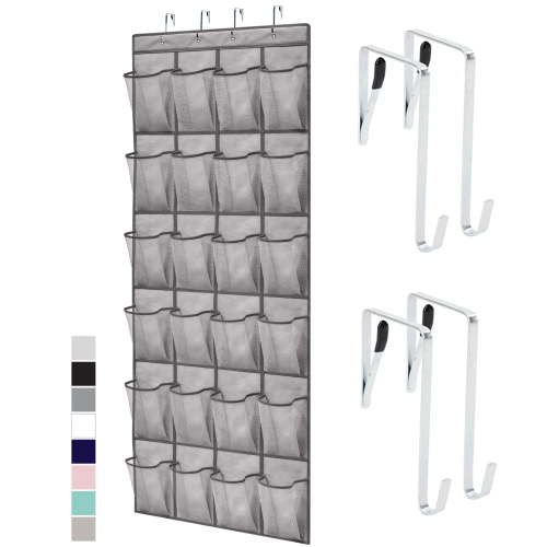 Gorilla Grip Over The Door Shoe Organizer 24 Pockets Holds Up To 40 Pounds Gray Mesh