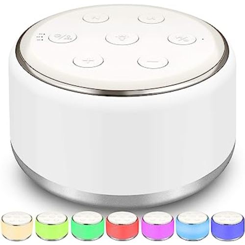 White Noise Machine for Sleeping - Sound Machine Baby with Night Light, 34 Soothing Sounds, Rechargeable USB-C, Auto-Off Timer, Portable Noise Machine for Kids Adults Lullaby Travel Nursery