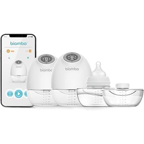 Pump Pro Portable Breast Pump Hands Free - 180mL Capacity Wearable Breastfeeding Pumps with App Control, Electric Hands Free Breast Pumps with 3 Modes, 9 Suction Levels, Slim Design, Double