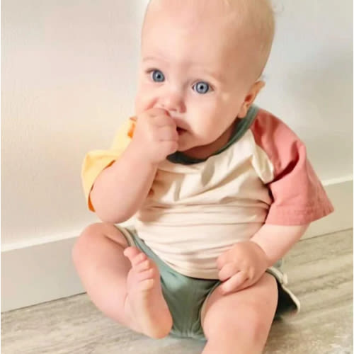 Color Block Short Sleeved T-shirt With Shorts – Teeny Mini Me