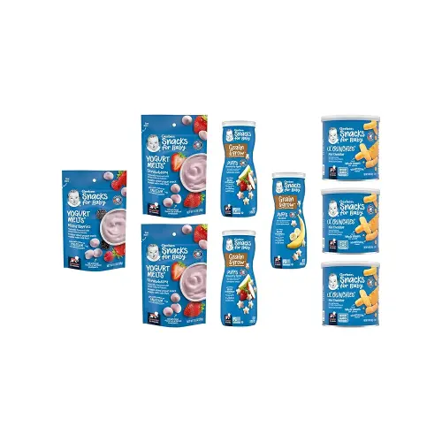 Gerber Snacks for Baby Variety Pack, Yogurt Melts, Puffs and Lil Crunchies (Set of 9)