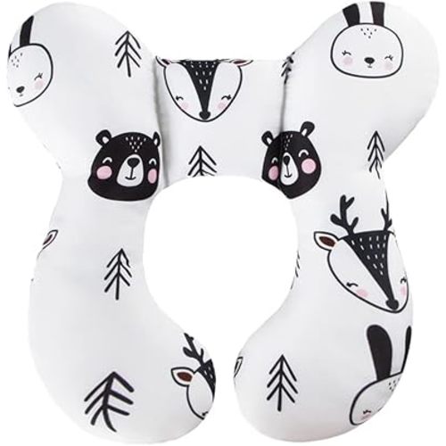 KAKIBLIN Baby Travel Pillow, Baby Pillow for Head and Neck, Upgraded Baby Support Pillow, Baby Neck Pillows for Car Seat,Pushchair,Travel(Bear)