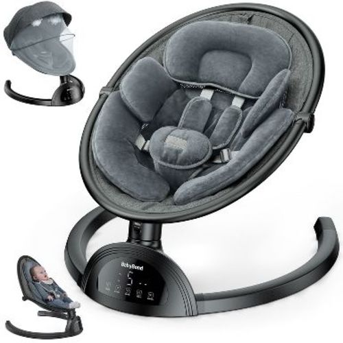 BabyBond Baby Swings for Infants with 10 Preset Nursery Rhyme, 5 Point Harness Belt, 5 Speeds and Remote Control,Black