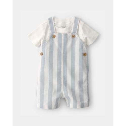 Baby Boy 2-Piece Stripe Romper Set - Blue/Ivory | Carter's