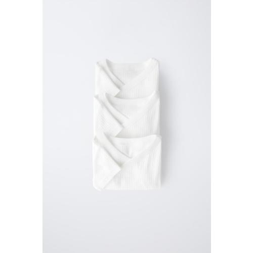 THREE-PACK OF SHORT SLEEVE KIMONO NECK BODYSUITS - White | ZARA United States