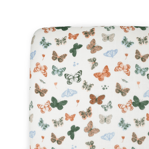 Cotton Muslin Crib Sheet - Butterflies