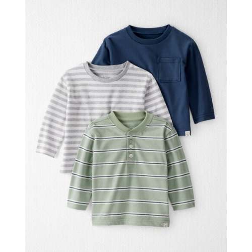 NB Baby Boy 3-Pack Organic Cotton Long-Sleeve Stretch Jersey Tees - Little Planet | Carter's