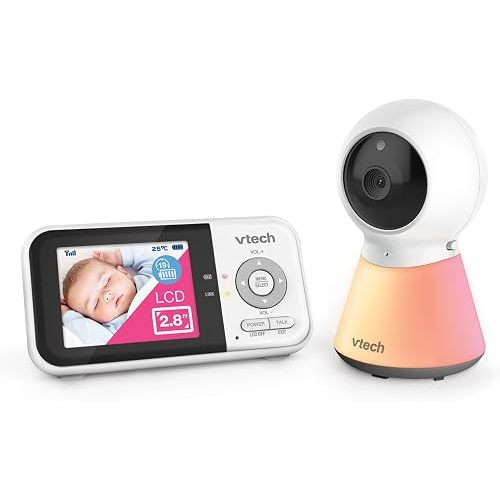VTech BM3350N 2.8" Full Colour Video Baby Monitor with Night Light, 2-Way Talk, Soothing Sounds, Room Temperature Monitor, up to 19 Hours Battery Life