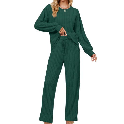 UVN Pajama Sets for Women Long Sleeve Lounge Set Ribbed Knit Sleepwear 2 Piece Pjs Soft Loungewear with Pockets