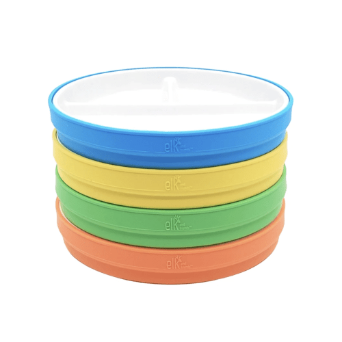 6.7"/16cm Porcelain White Divided Plates with Silicone Sleeves