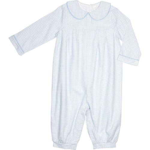 Blue Windowpane Knit Long Romper
