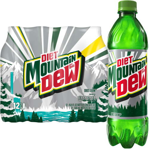 Diet Mountain Dew Soda Pop, 16.9 fl oz , 12 Pack Plastic Bottles