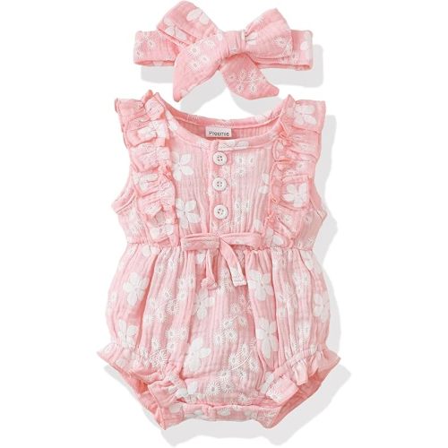 Renotemy Newborn Infant Baby Girl Clothes Rompers Summer Jumpsuits Short Sleeve Romper Infant Baby Clothes Girl