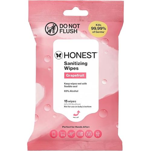 The Honest Company Sanitizing Wipes, Antibacterial, Grapefruit Grove, 15 Ct