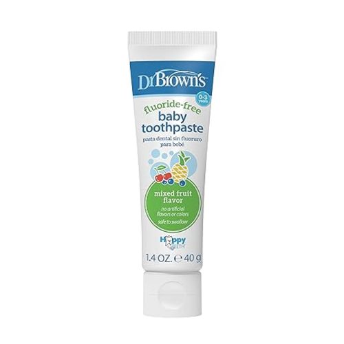 Dr. Brown’s Fluoride-Free Baby Toothpaste, Infant & Toddler Oral Care, Strawberry, 1-Pack, 1.4oz/40g, 0-3 Years