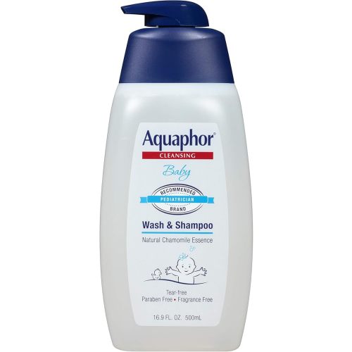 Aquaphor Baby Wash and Shampoo, Unscented Baby Shampoo and Wash, 25.4 Fl Oz Pump Bottle