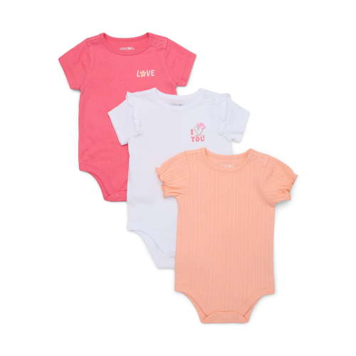 Garanimals Baby Girls Jersey Graphic Bodysuits with Short-Sleeves, 3-Pack, Sizes 0-24M