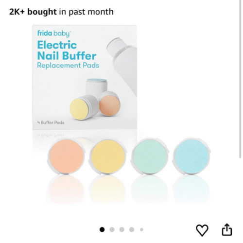 Frida Baby Electric Nail Buffer Replacement Pads | Safe + Easy Grooming, Trimming, and Nail Filing for Newborn, Toddler, or Children's Fingernails and toenails, 4 Buffer Pads