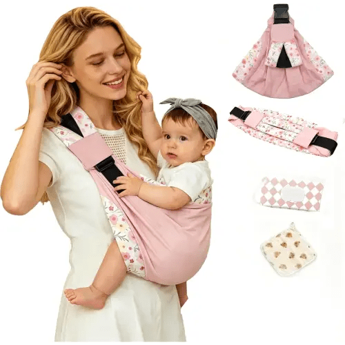 Baby Sling Carrier, Ergonomic M-Leg Soft Cotton Fit with Wide Padded Straps
