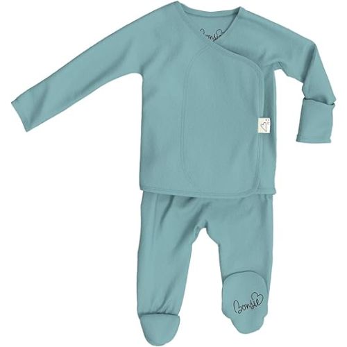 Bonsie Skin to Skin Babywear Footie - Teal Baby Footed One Piece - Ripple