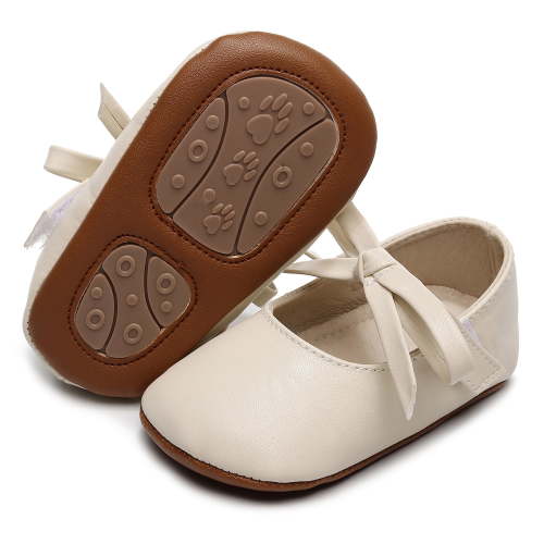 Baby Girls Mary Jane Flats, Bowknot Princess Dress Shoes Infant Non-Slip First Walker Crib Shoes for Toddler Newborn