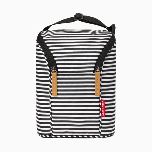 Grab & Go Double Bottle Bag - Black/White Stripe