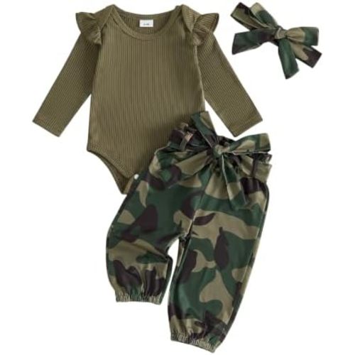 Kaipiclos Newborn Baby Girl Clothes Infant Camo Outfit 0 3 6 12 18 Months