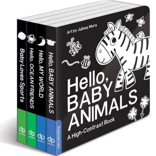 High Contrast Baby Book Set: 4 Board Books for Newborns