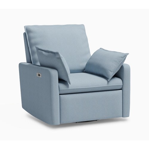Paxton Pillow Power Recliner Heathered Chenille Chambray
